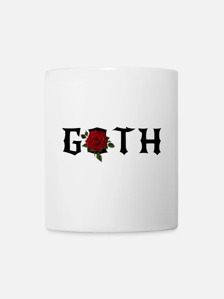 Goth Gothic Theme with a Red Rose - Mug - white