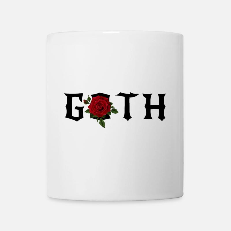 Goth Gothic Theme with a Red Rose - Mug - white