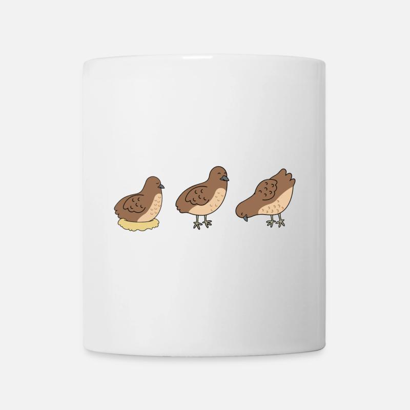 Trois Cailles - Design minimaliste de caille - Mug blanc - blanc