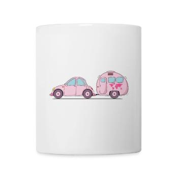 Car with caravan Rosa - Mug - white - Front