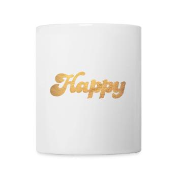 Happy Gold Squiggles Cursive Happiness Quotes - Mug - white - Front