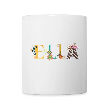 ELLA Name Art With Flowers Embroidered - Mug - white - Front