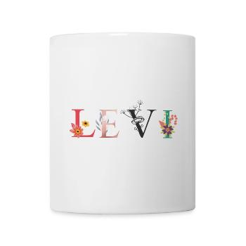 LEVI Name Art With Flowers Embroidered - Mug - white - Front