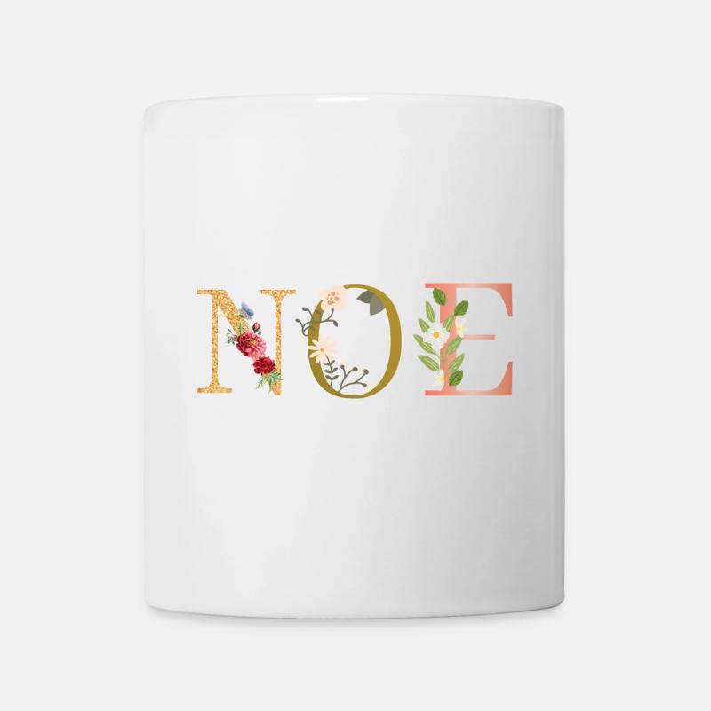 NOE Name Art With Flowers Embroidered - Mug - white