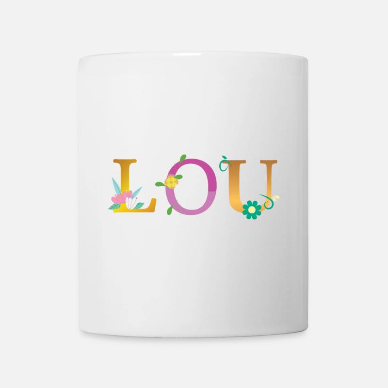 LOU Name Adorned with Flowers - Mug - white