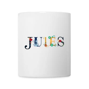 JULES Name mit Blumen geschmückt - Tasse - Weiß - Vorne