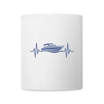 Motor Boat Heartbeat Motorboating Captain - Mug - white - Front