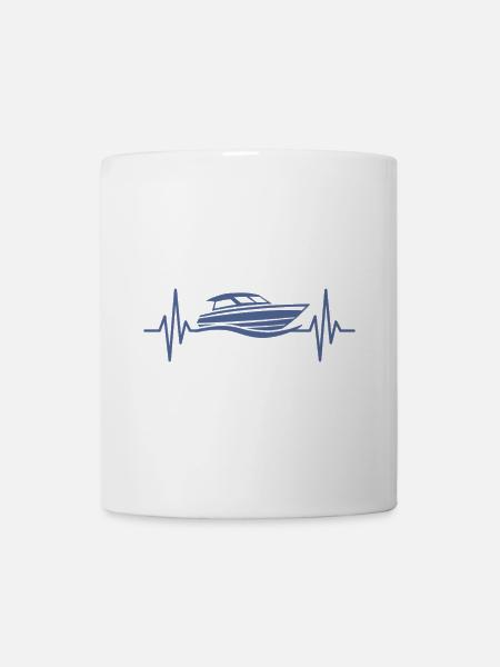 Motorboot Herzschlag Yacht Sportboot Kapitän - Tasse - Weiß
