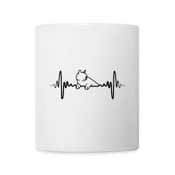 Katze Herzlinie - Tasse - Weiß - Vorne