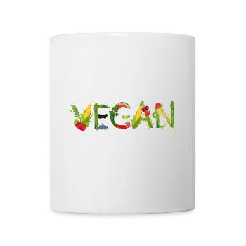VEGAN Fruit and Vegetable Lettering Illustration - Mug - white - Front