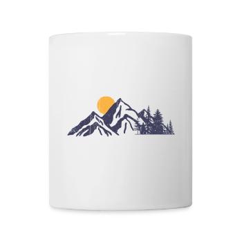 Berg Sonnenuntergang Natur Illustration - Tasse - Weiß - Vorne