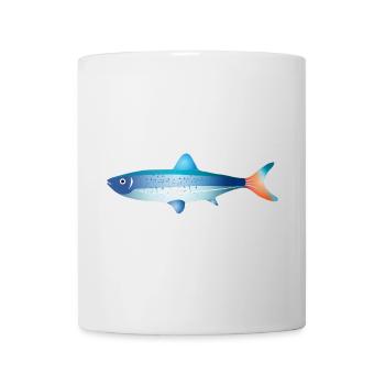 Blauer Fisch mit Farbverlauf und Punkten - Tasse - Weiß - Vorne