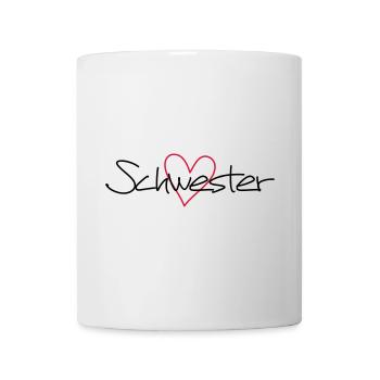 Herz Schwester Schwesterherz Geschenk Liebe - Tasse - Weiß - Vorne