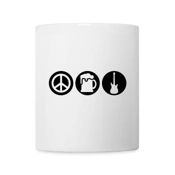 Peace | Beer | Rock | Frieden | Bier | Rock & Roll - Mug blanc - blanc - Devant