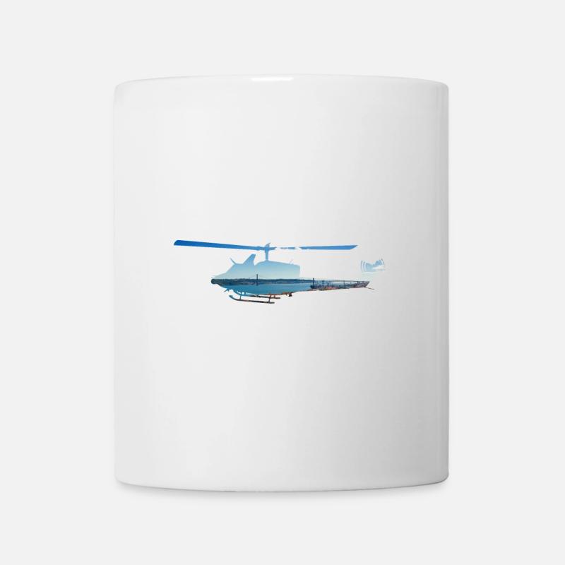Helicopter with bridge and blue sky - Mug - white