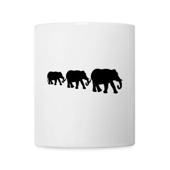 Elefanten, Elefantenfamilie, schwarze Silhouetten. - Tasse - Weiß - Vorne