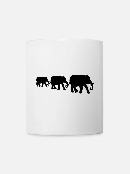 Elefanten, Elefantenfamilie, schwarze Silhouetten. - Tasse - Weiß