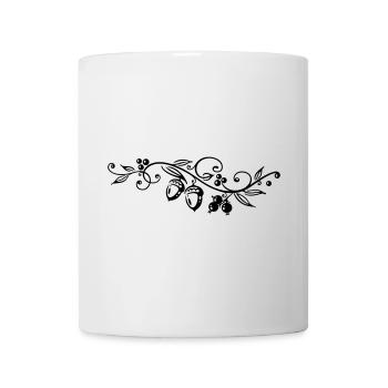 Vrille avec des glands, des feuilles de chêne - Mug blanc - blanc - Devant