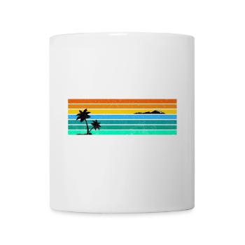 Retro Sunset Stripes with Palm Island - Mug - white - Front