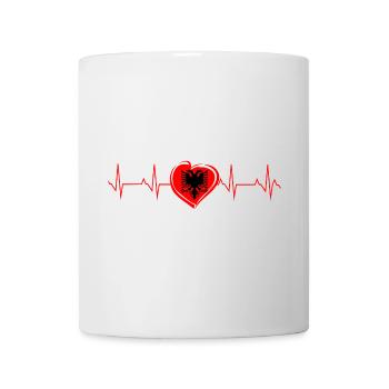 Albanien Herz EKG Herschlag Herzfrequenz Geschenk - Tasse - Weiß - Vorne