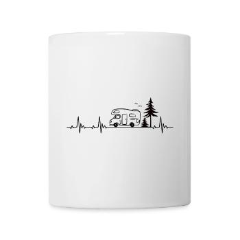 Camper Caravan Forest Camping Lover Heartbeat - Mug - white - Front