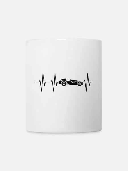 Voiture de course de voitures anciennes Voitures anciennes Heartbeat Pulse ECG - Mug blanc - blanc