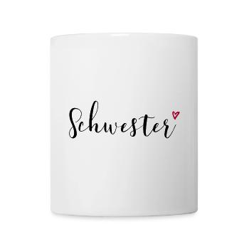 Schwester Herz Geschenkidee - Tasse - Weiß - Vorne