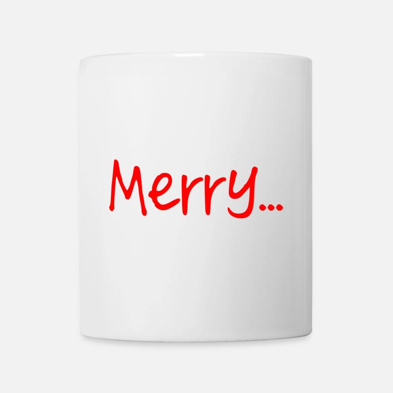 Red Merry Script on Black - Mug - white