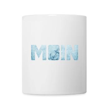Moin Nordsee Anker Pastell Ozean Quote Kapitän - Tasse - Weiß - Vorne