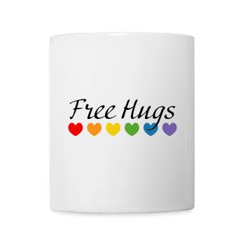 Rainbow Hearts Free Hugs black - Mug - white - Front