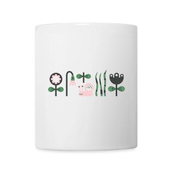 Escargot rose affamé avec des fleurs - Mug blanc - blanc - Devant