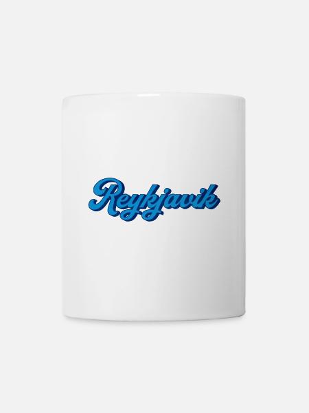 Reykjavik Blau Script Logo - Tasse - Weiß