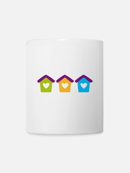 Vogelhaus Home Garten Herz Kinder bunt Haus - Tasse - Weiß