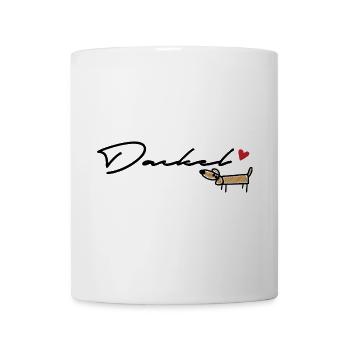 Herz Dackel Liebe Motiv - Tasse - Weiß - Vorne