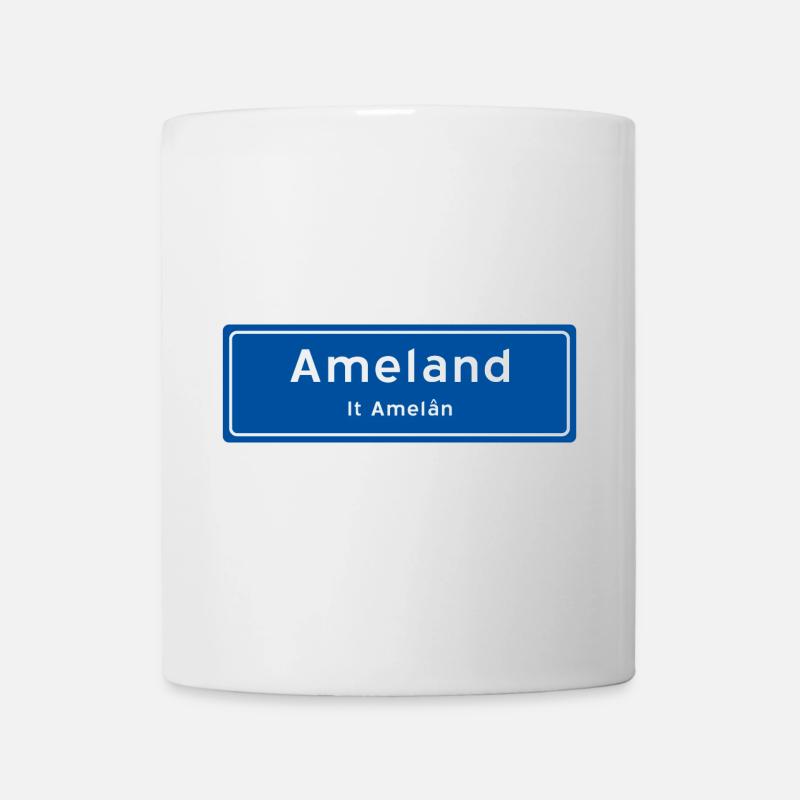 Ameland Ortsschild - Tasse - Weiß