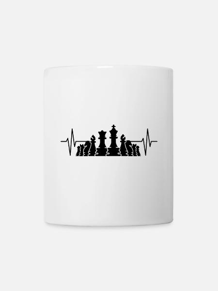 Schach Herzschlag Figuren Schachspieler Team - Tasse - Weiß