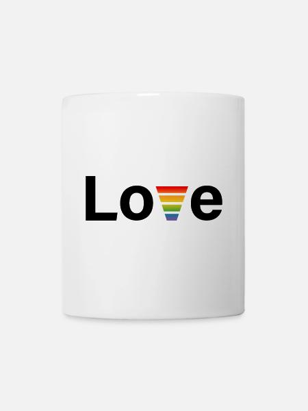 CSD Regenbogen love Shirt - Tasse - Weiß