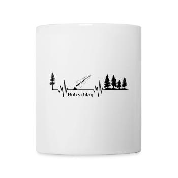 Holzschlag - Herzschlag SCHWARZ Woodlove Holzfälle - Tasse - Weiß - Vorne