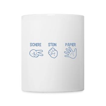 Schere Stein Papier Spiel Handspiel Silhouette - Tasse - Weiß - Vorne