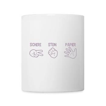 Schere Stein Papier Spiel Handspiel Silhouette - Tasse - Weiß - Vorne