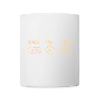 Schere Stein Papier Spiel Handspiel Silhouette - Tasse - Weiß - Vorne