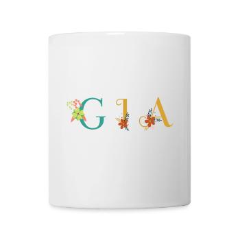 GIA Namenskunst mit gestickten Blumen - Tasse - Weiß - Vorne