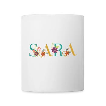 SARA Name Art With Flowers Embroidered - Mug - white - Front