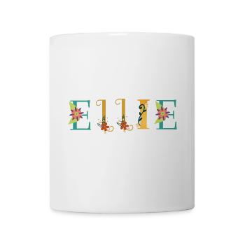 ELLIE Name Art With Flowers Embroidered - Mug - white - Front