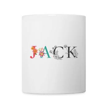JACK Name Art With Flowers Embroidered - Mug - white - Front