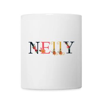 Nom NELLY décoré de fleurs - Mug blanc - blanc - Devant