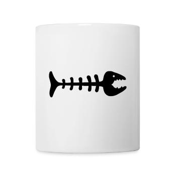 Squelette à chevrons drôle – Poisson de dessin animé - Mug blanc - blanc - Devant
