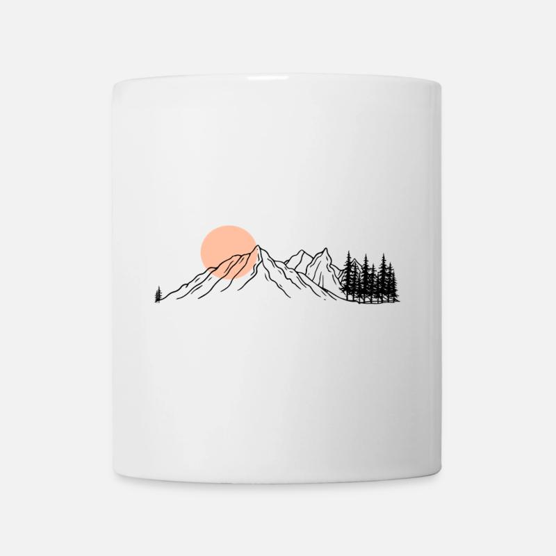 Pfirsichfarbene Horizont-Strichzeichnungen - Tasse - Weiß