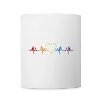 Heartbeat Heart Rainbow LGBT CSD Love colorful - Mug - white - Front