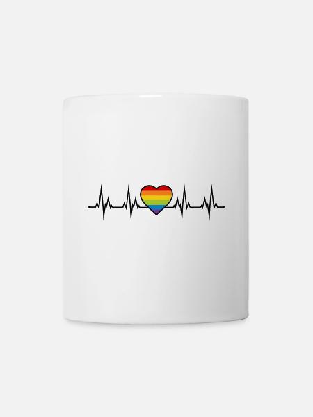 Rainbow heartbeat - Mug - white
